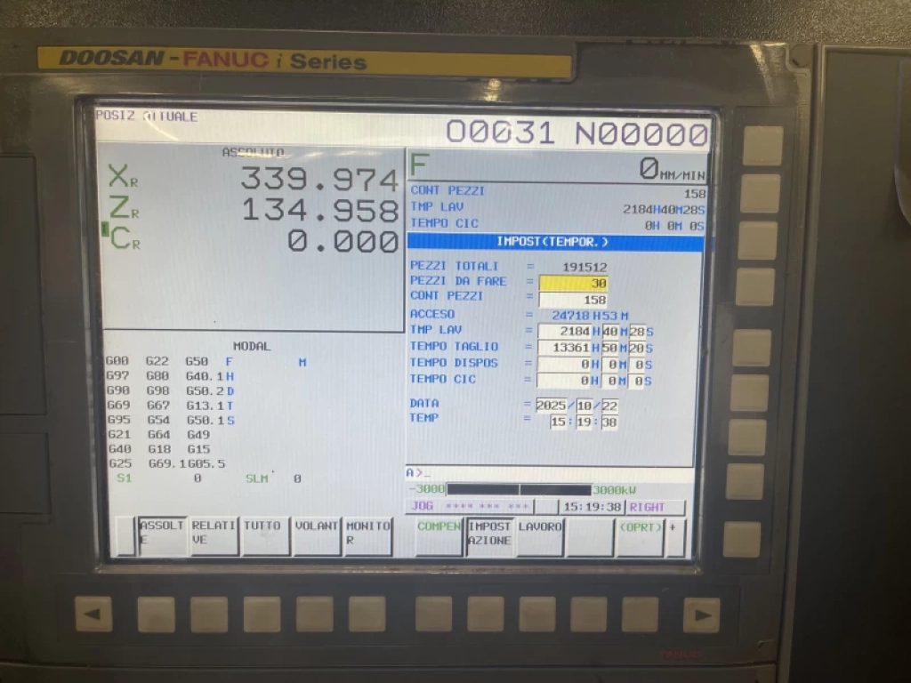 Tornio Bimandrino DOOSAN Puma TW2600M GL Foto pannello di controllo 